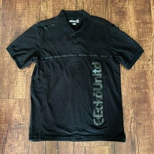Ecko Unlimited UNLTD. black collared button up polo short sleeve shirt large
